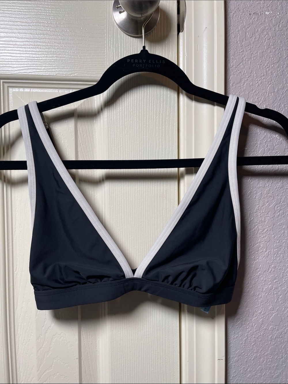 ANTONIO MELANI Black Bikini Top with White Trim